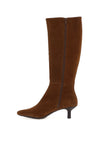 Wonders Flexfit Suede Leather Knee High Heeled Boots, Brown