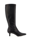 Wonders Flexfit Smooth Leather Knee High Heeled Boots, Black