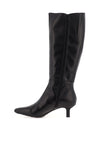 Wonders Flexfit Smooth Leather Knee High Heeled Boots, Black