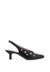 Wonders Flexfit Leather Kitten Heel Shoes, Black