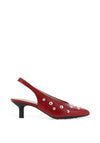 Wonders Flexfit Leather Kitten Heel Shoes, Red