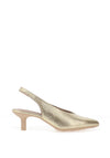 Wonders Leopard Printed Leather Kitten Heel Shoes, Gold
