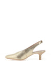 Wonders Leopard Printed Leather Kitten Heel Shoes, Gold