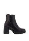 Wonders Leather Side Zip Chunky Heeled Boots, Black