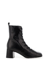 Wonders Talis Leather Lace Up Black Heel Boots, Black
