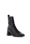 Wonders Talis Leather Lace Up Black Heel Boots, Black