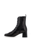 Wonders Talis Leather Lace Up Black Heel Boots, Black