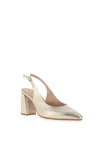Wonder Vilma Patent Block Heel Sling Back Shoes, Gold