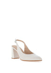 Wonder Vilma Metallic Block Heel Sling Back Shoes, Off White