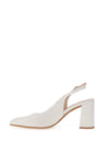 Wonder Vilma Metallic Block Heel Sling Back Shoes, Off White