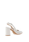 Wonder Vilma Metallic Block Heel Sling Back Shoes, Off White