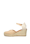 Wonders Woven Leather Wedges Espadrille Sandals, Beige