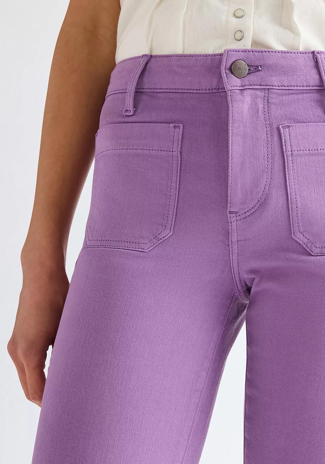 Wrangler Patch Pocket Flared Denim Jeans, Purple