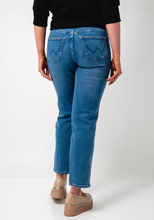 Wrangler Aurelia High Rise Straight Leg Jeans, Blue