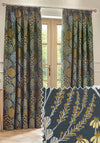 Riva Wylder Floral Nature Ophelia Pencil Pleat 66”x90” Curtains, Blue/Saffron