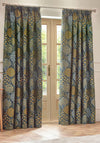 Riva Wylder Floral Nature Ophelia Pencil Pleat 66”x90” Curtains, Blue/Saffron