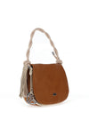 Xti Womens Faux Leather Braided Shoulder Bag, Camel