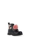 Xti Girls Heart Pom Pom Patent Boot, Black
