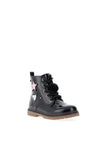 Xti Glitter Patch Lace Up Boots, Black