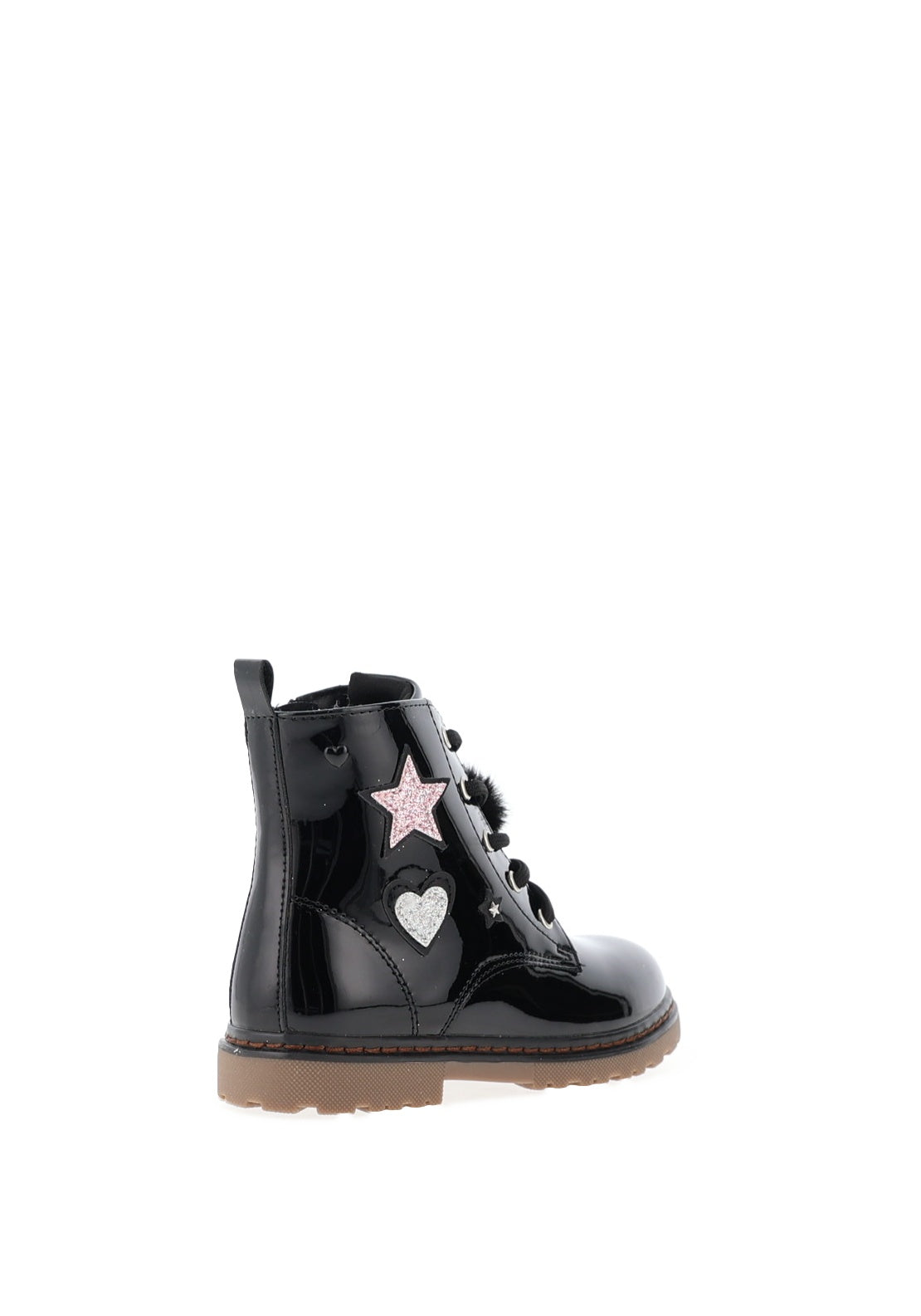 Xti Glitter Patch Lace Up Boots, Black