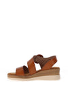 Xti Womens Faux Leather Wedge Sandals, Camel