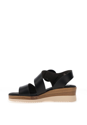 Xti Womens Faux Leather Wedge Sandals, Black