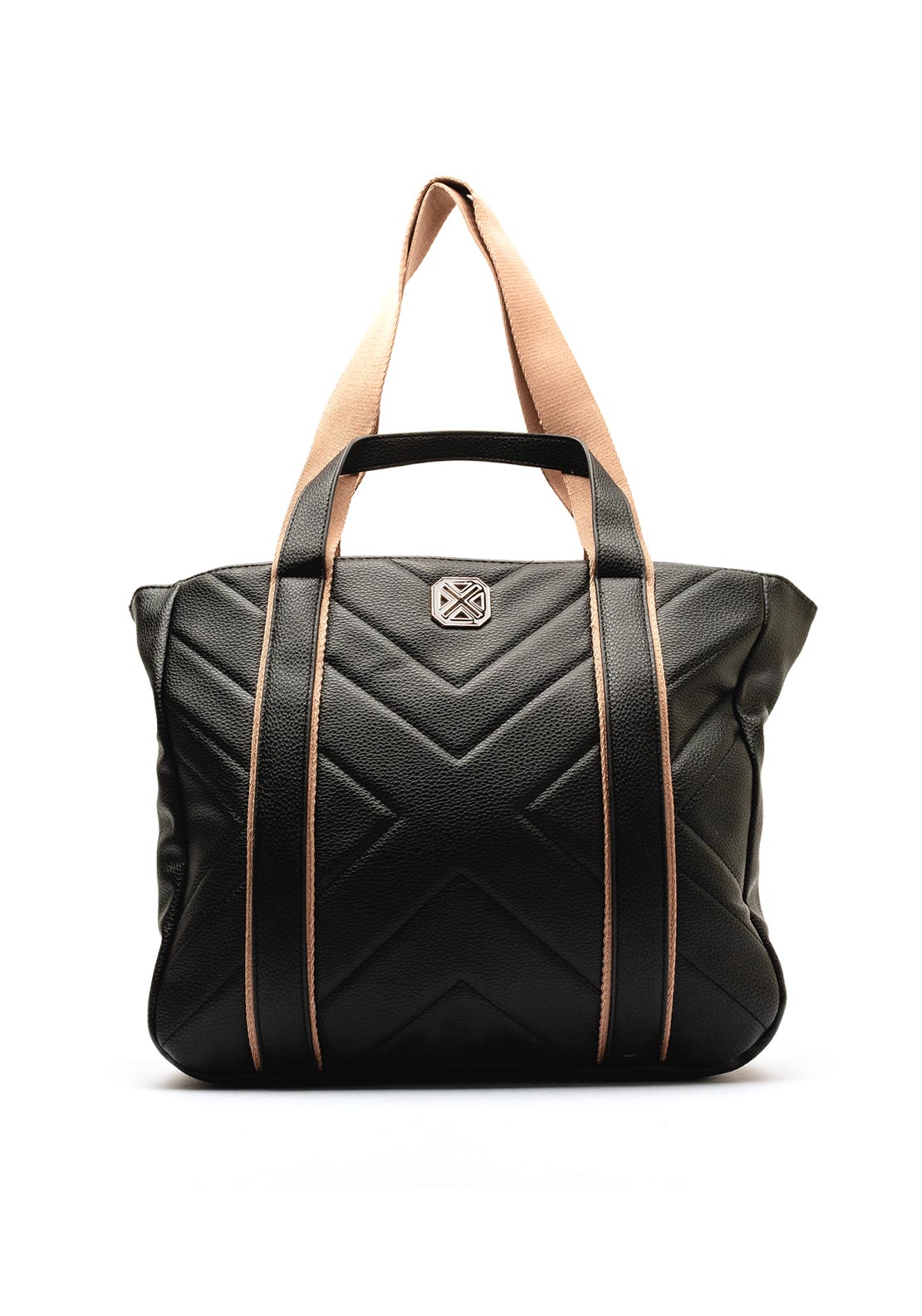 Xti Chevron Stitch Tote Bag, Black