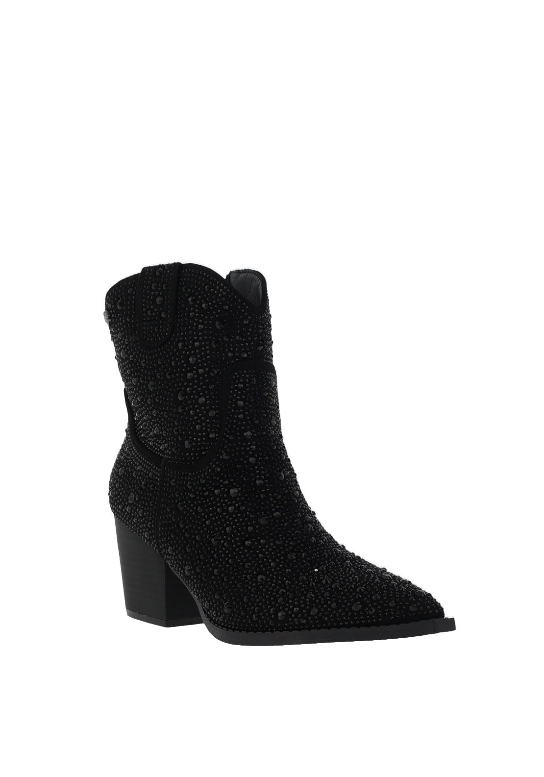 Xti Womens Faux Suede Studded Western Boots, Negro