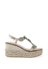 Xti Womens Diamante T-Bar Wedge Sandals, Grey Ice