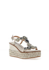 Xti Womens Diamante T-Bar Wedge Sandals, Grey Ice