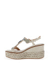 Xti Womens Diamante T-Bar Wedge Sandals, Grey Ice