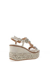 Xti Womens Diamante T-Bar Wedge Sandals, Grey Ice