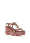 Xti Womens Diamante T-Bar Wedge Sandals, Nude Pink