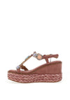Xti Womens Diamante T-Bar Wedge Sandals, Nude Pink