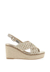 Xti Metallic Woven Espadrille Wedge Sandals, Gold