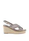 Xti Metallic Woven Espadrille Wedge Sandals, Silver