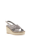 Xti Metallic Woven Espadrille Wedge Sandals, Silver