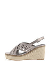 Xti Metallic Woven Espadrille Wedge Sandals, Silver