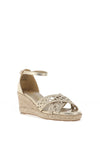 Xti Womens Metallic Woven Strap Wedge Sandals, Gold