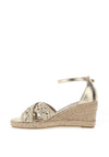 Xti Womens Metallic Woven Strap Wedge Sandals, Gold