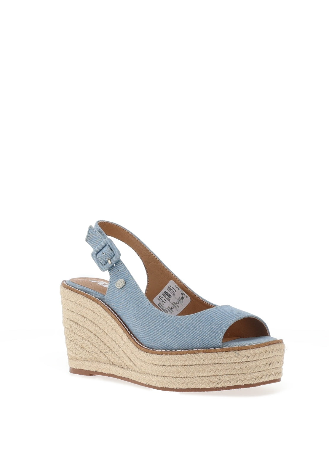Xti Womens Denim Sling Back Wedge Sandals, Jeans