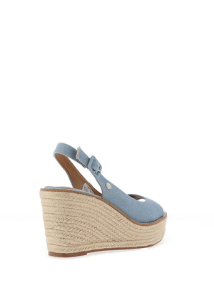 Xti Womens Denim Sling Back Wedge Sandals, Jeans