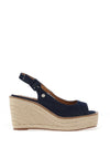 Xti Womens Denim Sling Back Wedge Sandals, Navy