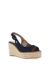 Xti Womens Denim Sling Back Wedge Sandals, Navy