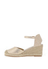 Xti Womens Metallic Espadrille Wedge Sandals, Gold