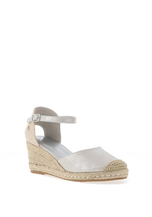 Xti Womens Metallic Espadrille Wedge Sandals, Silver