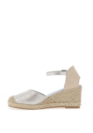 Xti Womens Metallic Espadrille Wedge Sandals, Silver