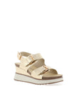 Xti Vegan Leather Metallic Buckle Wedge Sandals, Gold