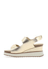 Xti Vegan Leather Metallic Buckle Wedge Sandals, Gold