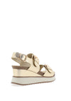 Xti Vegan Leather Metallic Buckle Wedge Sandals, Gold